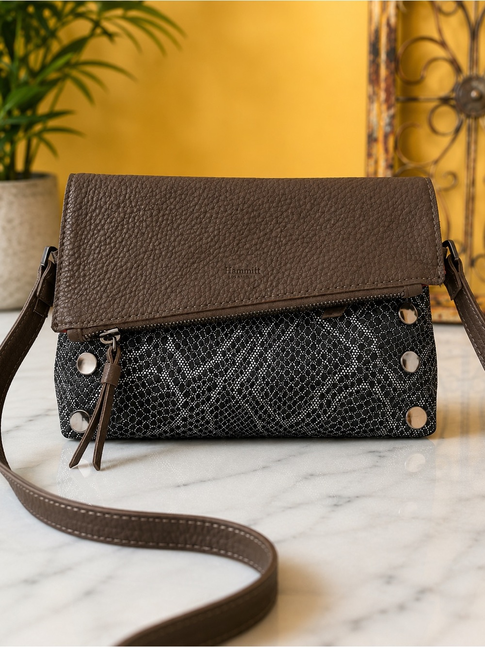 Hammitt VIP Montana Leather Snake Print Convertible Crossbody Bag $395 NWT